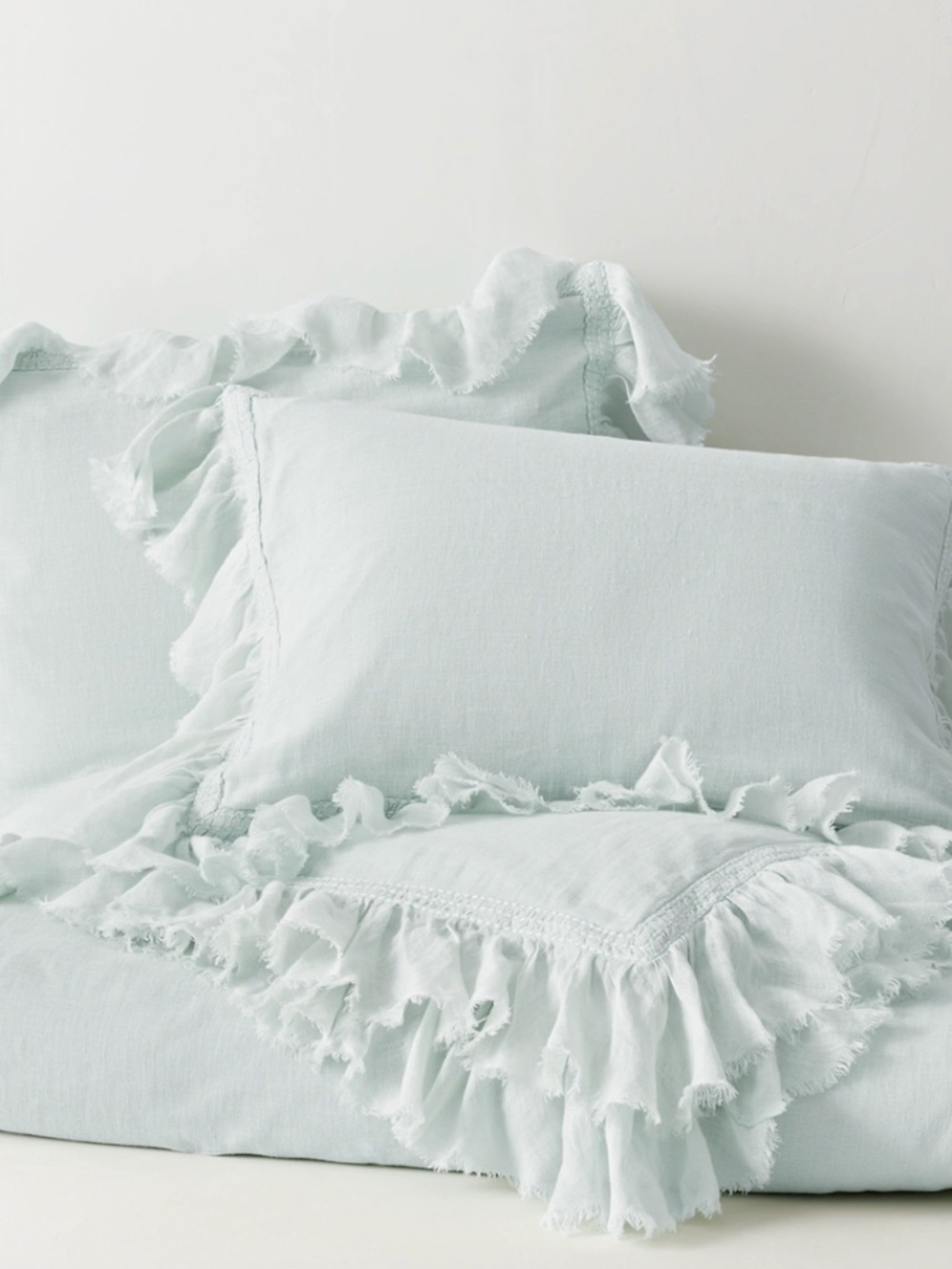 2 Restoration Hardware TATTERED RUFFLE SHAM. Seafoam